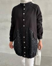 siyah taşlı şifon elbise 2