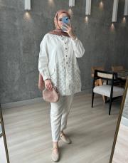 beyaz taşlı kot  çeket 3