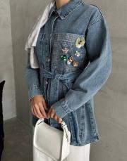 buz mavisi taşlı kot  çeket 2